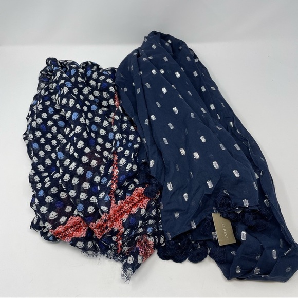 J. Crew NWT Navy Blue Lightweight Linen Cotton Scarves - Picture 1 of 11